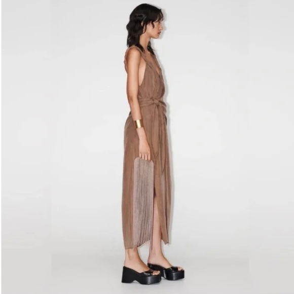 ZARA LIMITED EDITION FRINGED SARONG STYLE DRESS - Picture 3 of 10